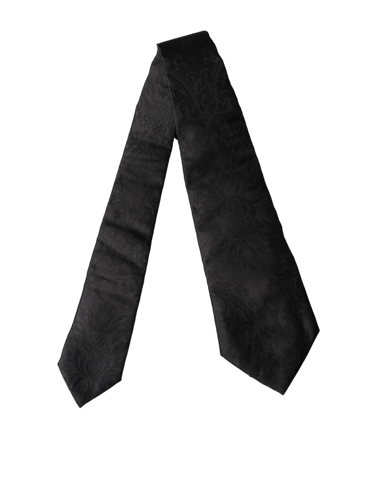 Dolce & Gabbana Black Paisley Woven Silk Adjustable Necktie