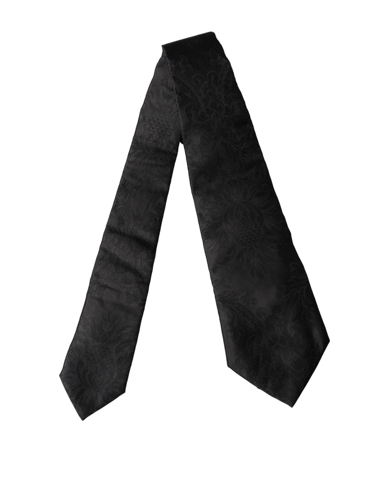 Dolce & Gabbana Black Paisley Woven Silk Adjustable Necktie