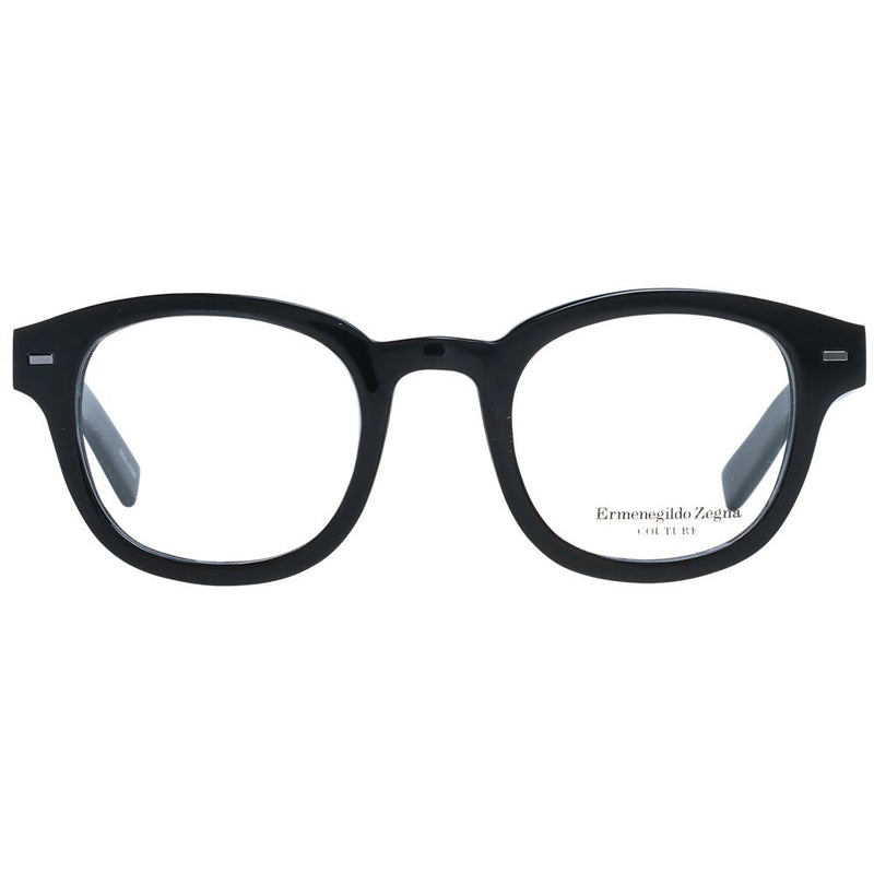 Ermenegildo Zegna Black Horn Glasses - Sophisticated Round Frames
