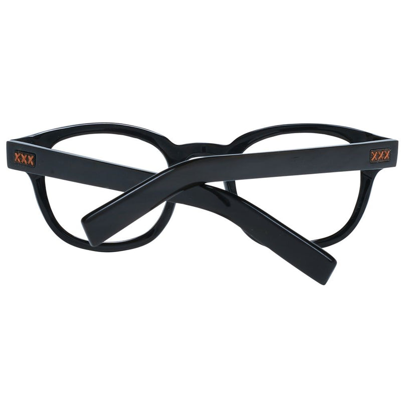 Ermenegildo Zegna Black Horn Glasses - Sophisticated Round Frames