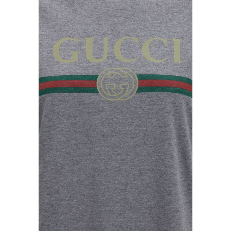 Gucci Gray Cotton and Silk Jersey T-Shirt for Women