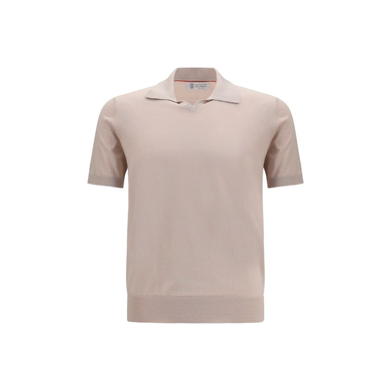Brunello Cucinelli Beige Cotton Polo Shirt