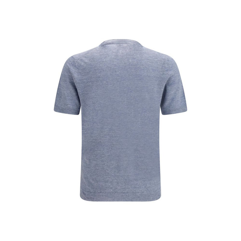Brunello Cucinelli Blue Linen T-Shirt for Men