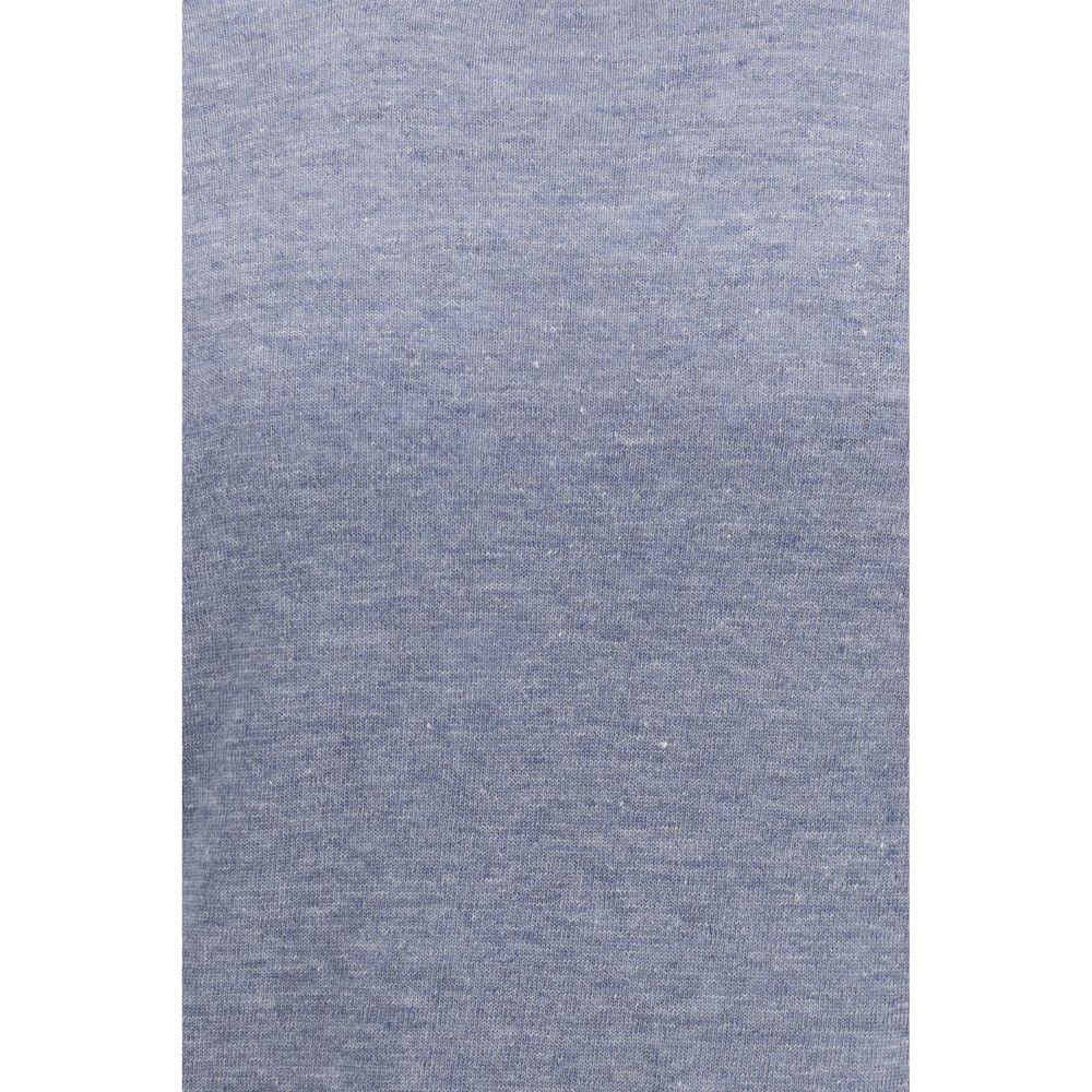 Brunello Cucinelli Blue Linen T-Shirt for Men