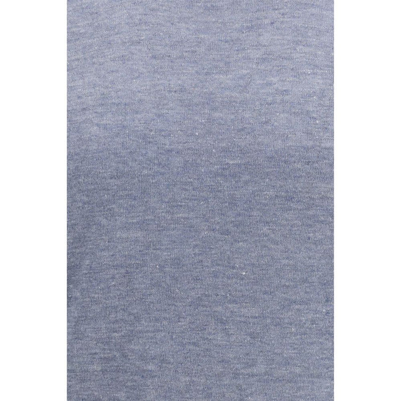 Brunello Cucinelli Blue Linen T-Shirt for Men