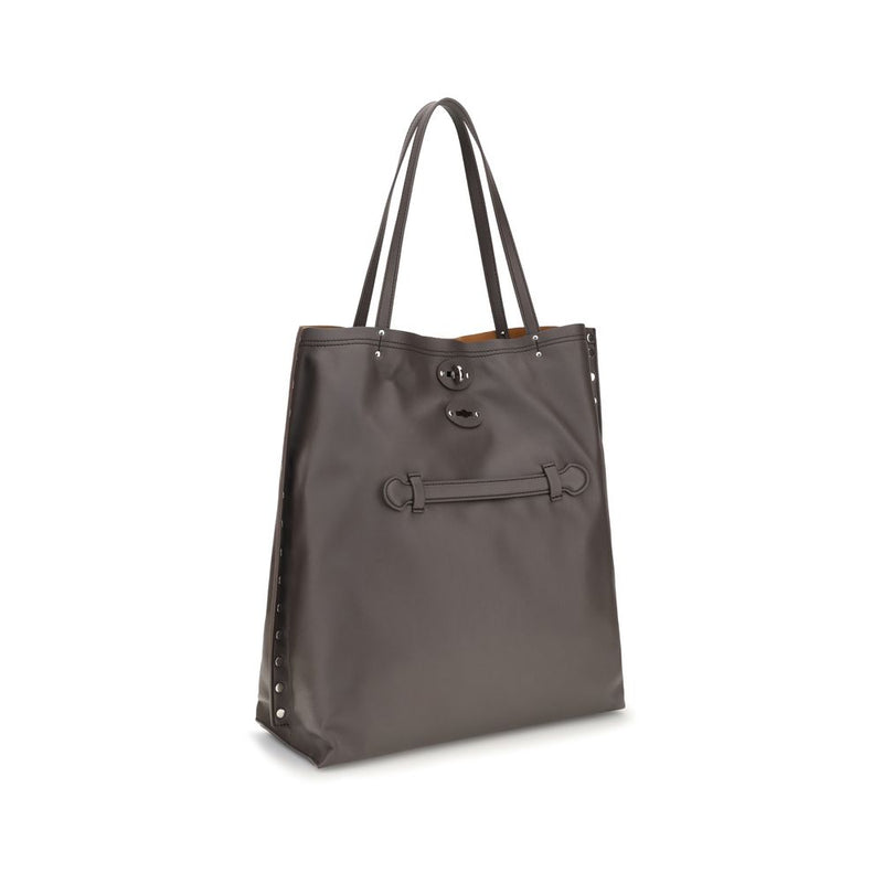Zanellato Gray Calf Leather Bos Taurus Shoulder Bag