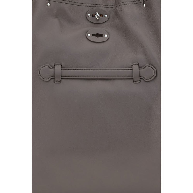 Zanellato Gray Calf Leather Bos Taurus Shoulder Bag