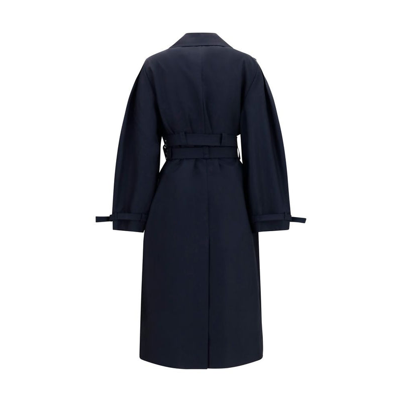 Ganni Black Cotton Trench Coat with Double Belt