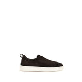 Santoni Brown Calf Leather Bos Taurus Sneakers