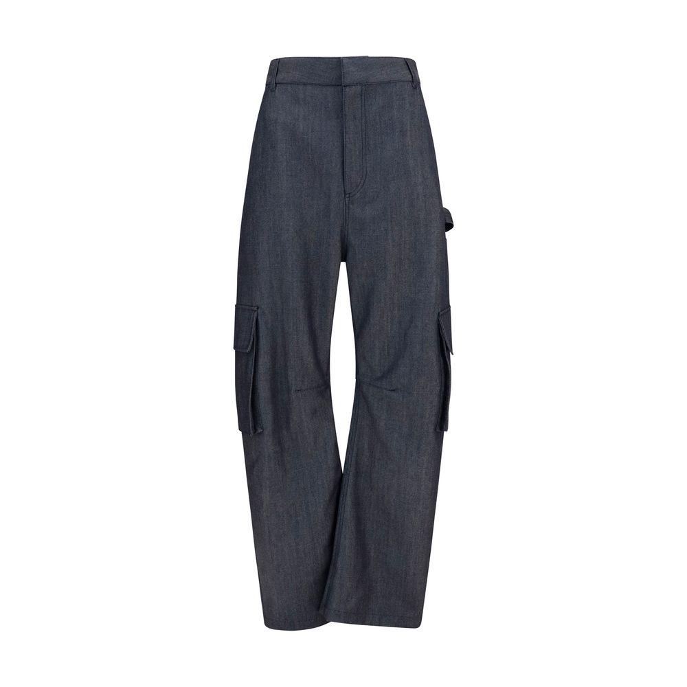 Pantalon cargo Balenciaga en laine bleue Oves Aries