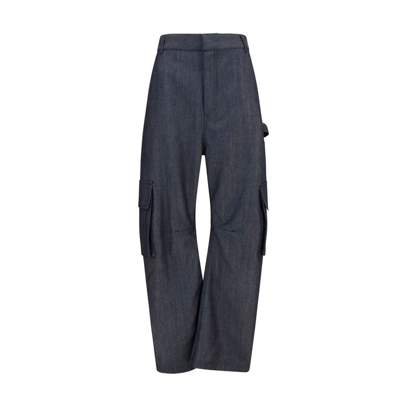 Pantalon cargo Balenciaga en laine bleue Oves Aries