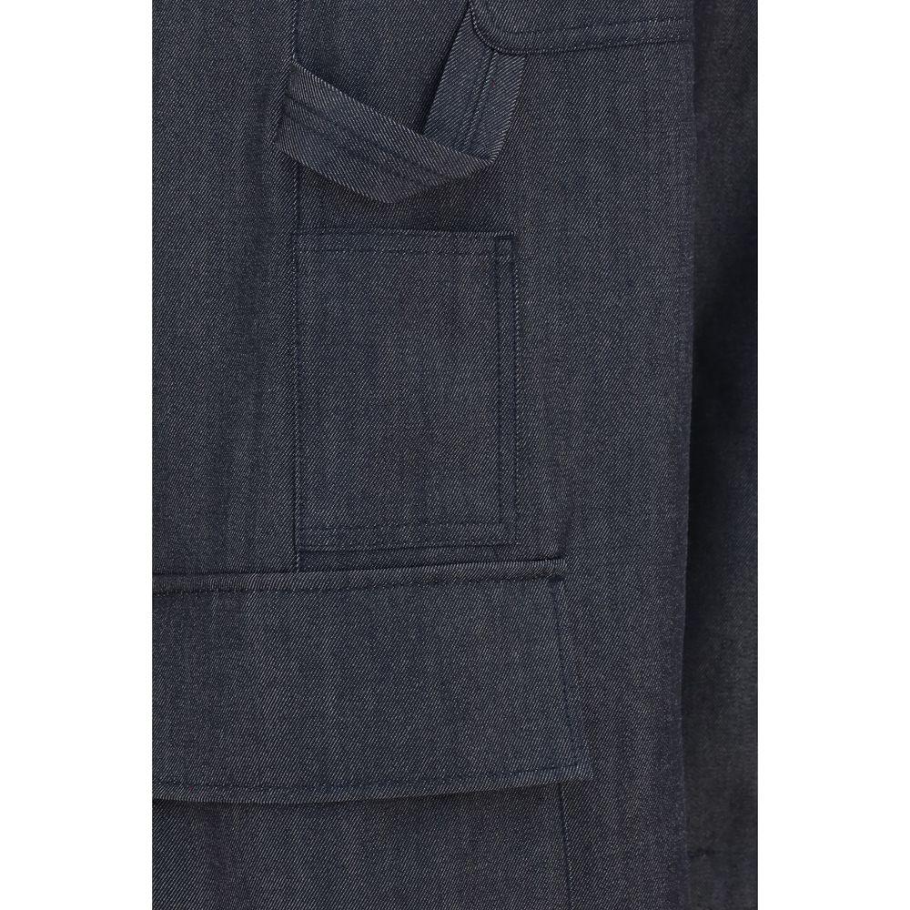 Pantalon cargo Balenciaga en laine bleue Oves Aries