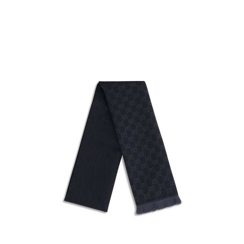 Gucci Black GG Supreme Wool Scarf