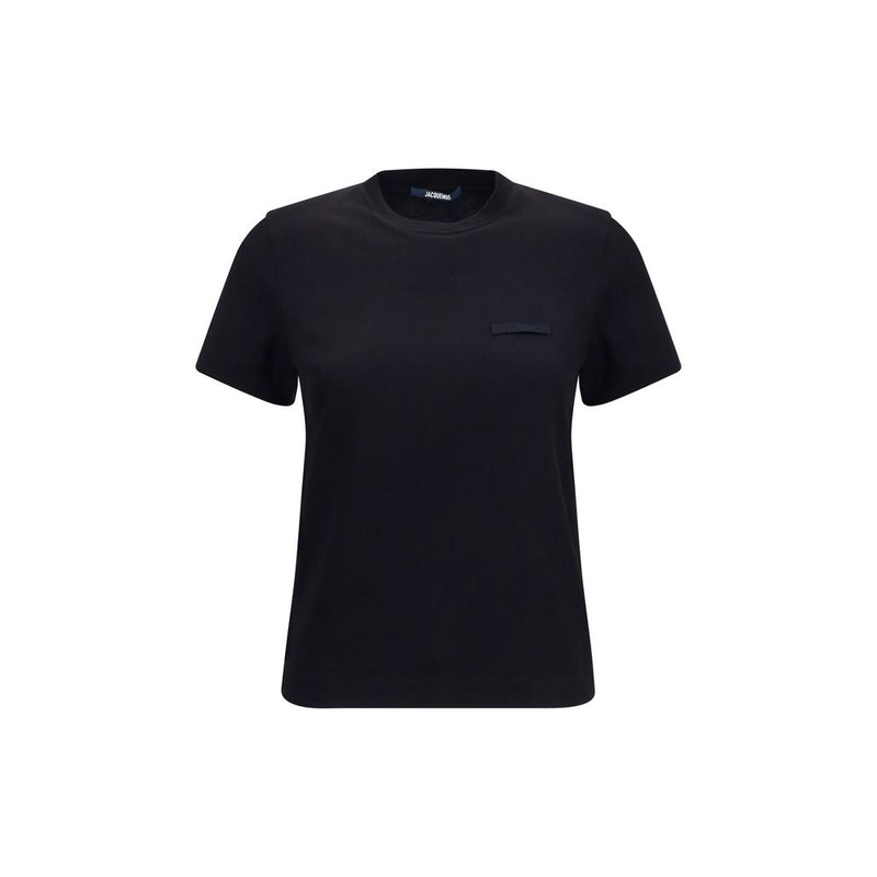 Jacquemus Black Cotton T-Shirt - Slim Fit with Monogram Patch