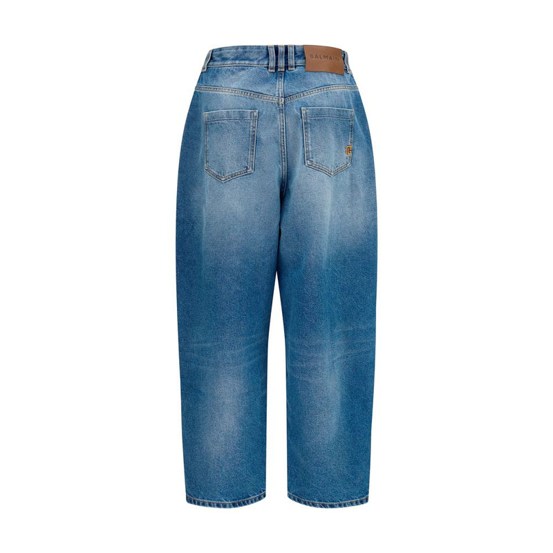 Balmain Blue Cotton Relaxed Fit Jeans - AW26 Collection