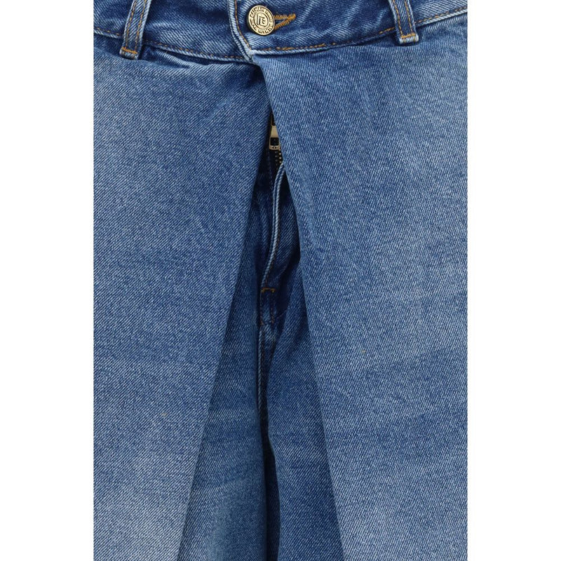 Balmain Blue Cotton Relaxed Fit Jeans - AW26 Collection