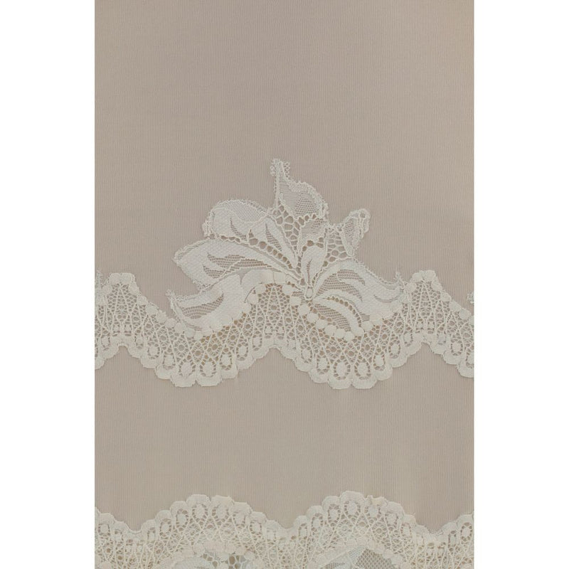 Rabanne Beige Polyamide Long Dress - Elegant Lace and Jersey Design