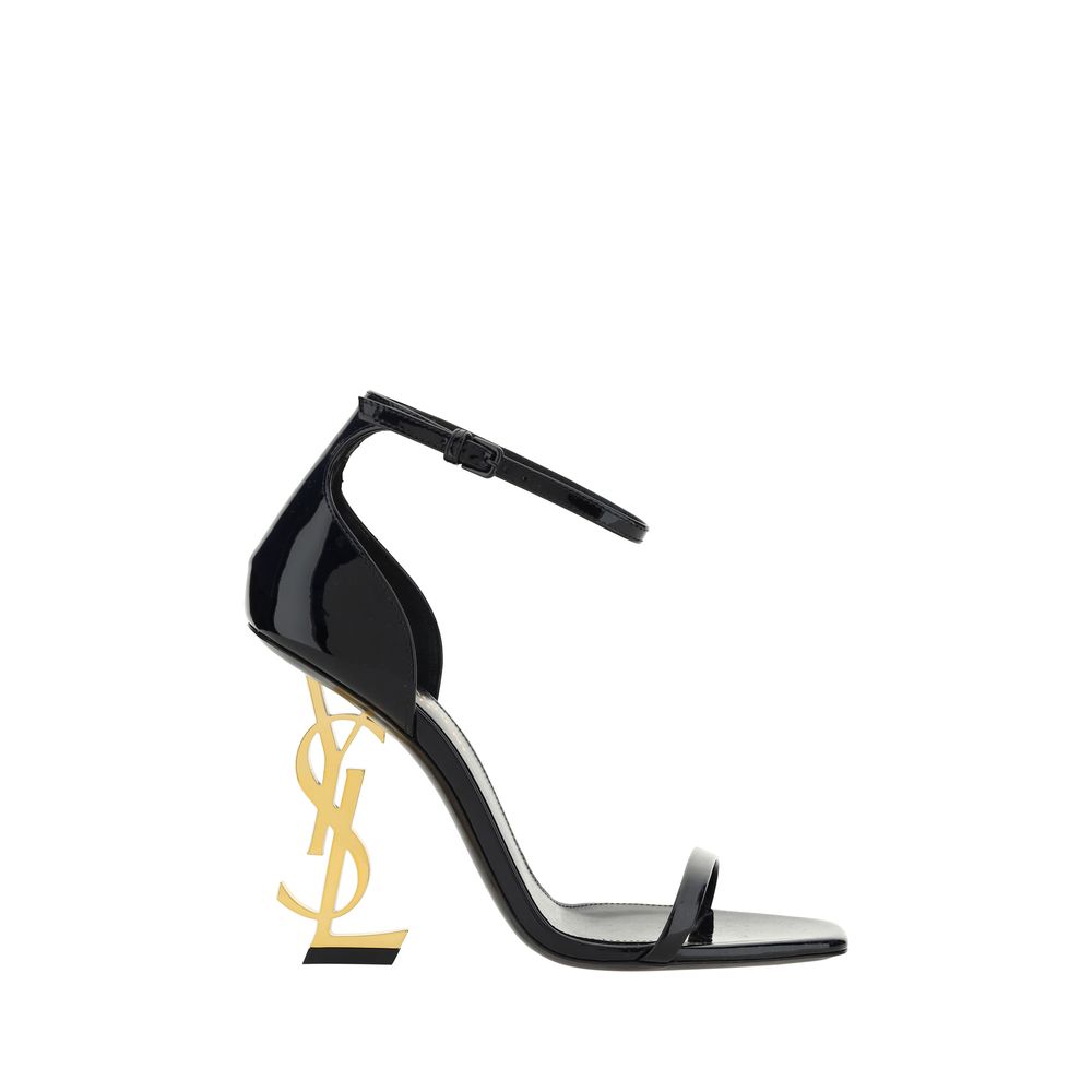 Sandales Saint Laurent en cuir de veau noir à talon aiguille Bos Taurus