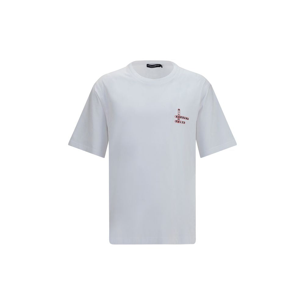 Dolce & Gabbana White Cotton T-Shirt with Back Print