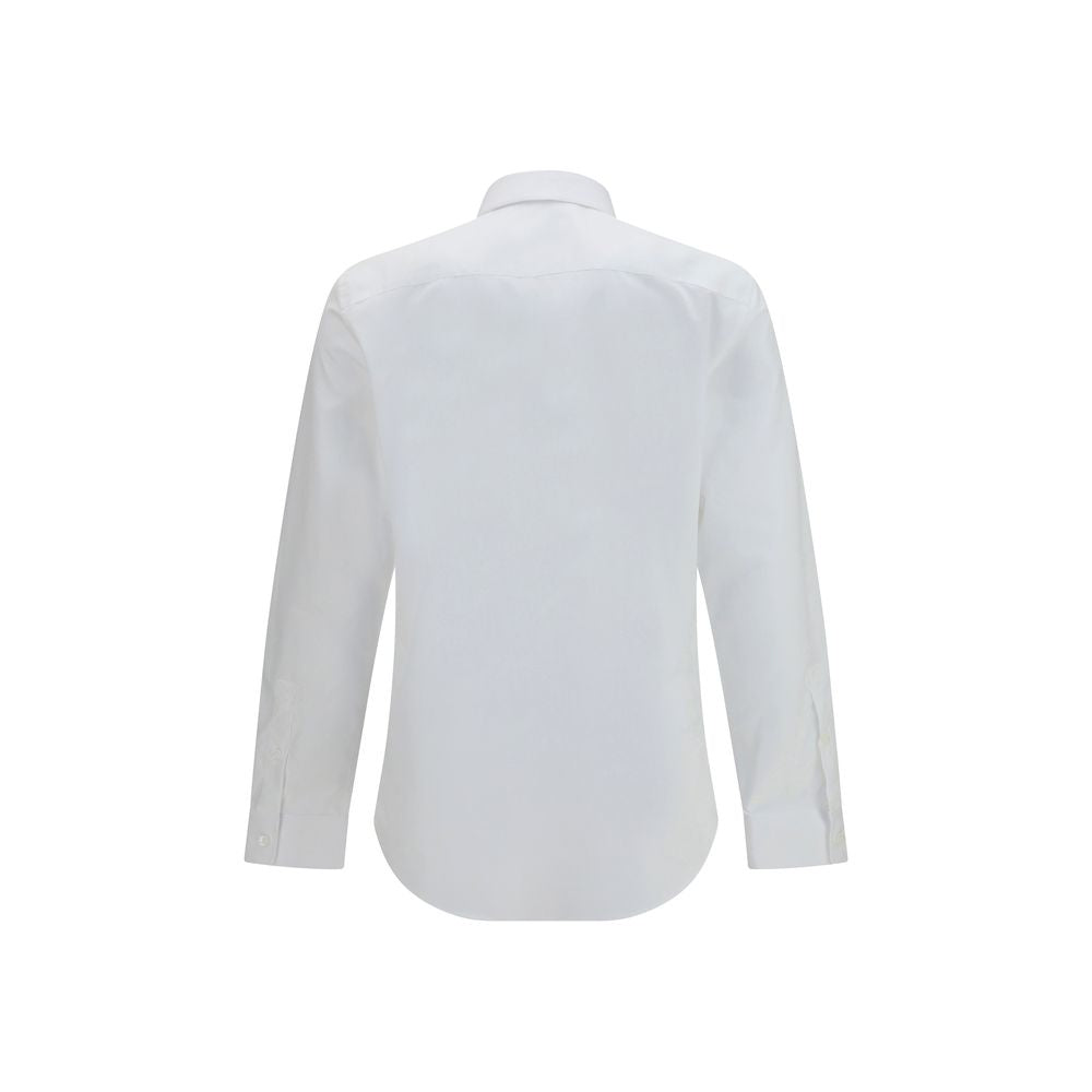 Burberry White Cotton Dress Shirt with Check Trims