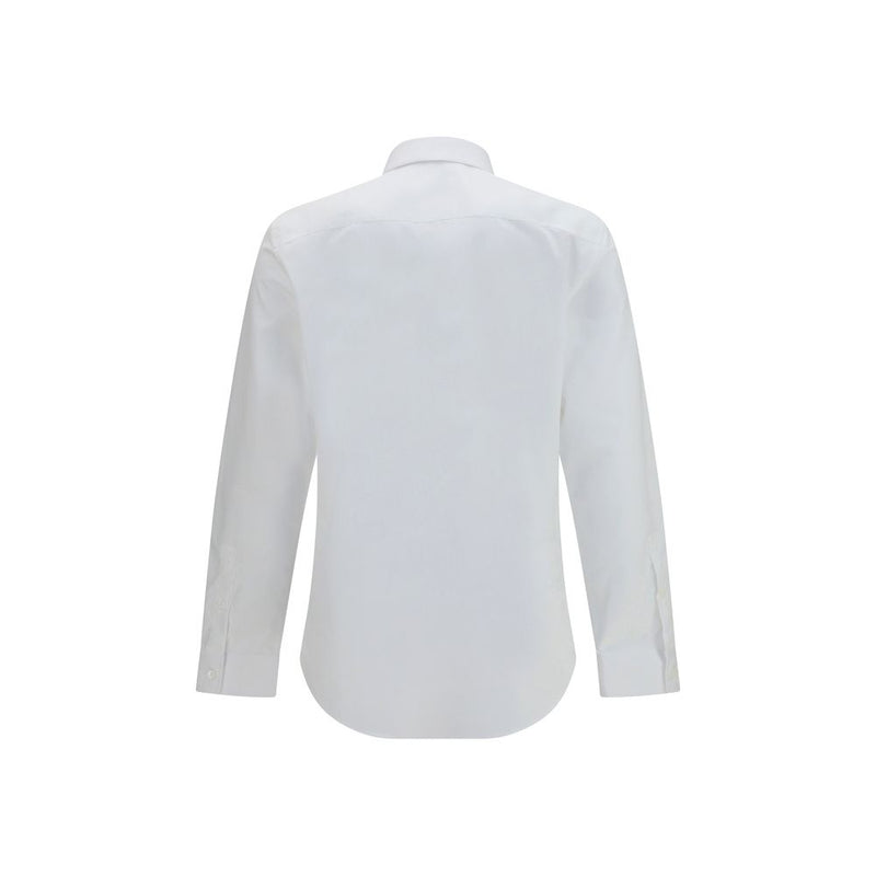 Burberry White Cotton Dress Shirt with Check Trims