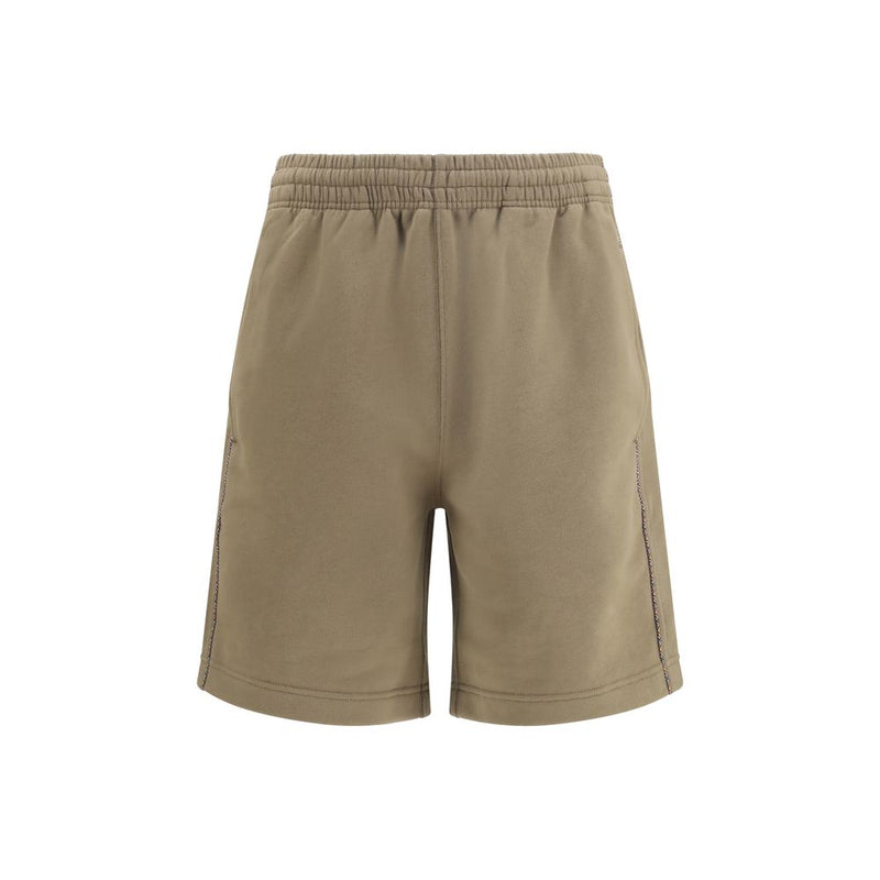 Burberry Brown Cotton Bermuda Shorts with Check Trims