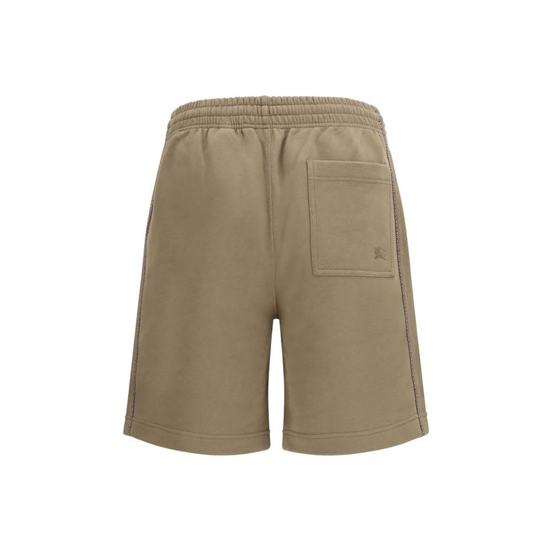 Burberry Brown Cotton Bermuda Shorts with Check Trims