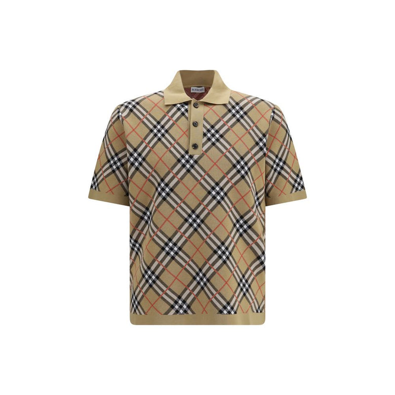 Polo Shirt en Coton Beige Burberry pour Homme