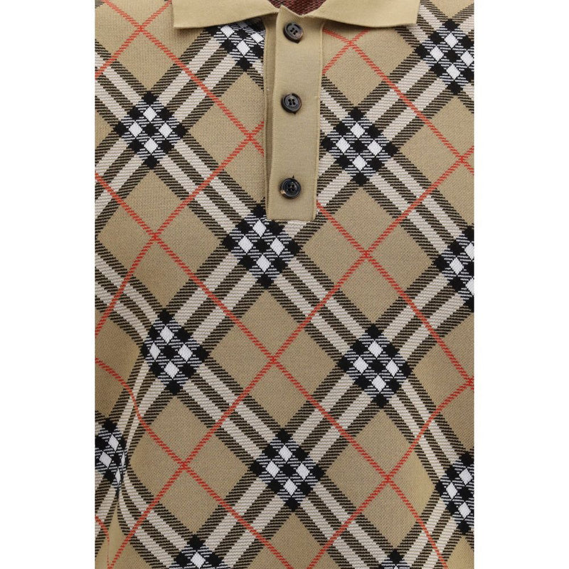 Polo Shirt en Coton Beige Burberry pour Homme