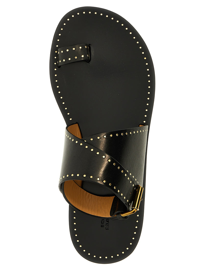 Isabel Marant Black Calfskin Flat Sandals