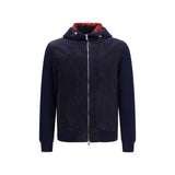 Brunello Cucinelli Blue Calf Leather Bos Taurus Jacket