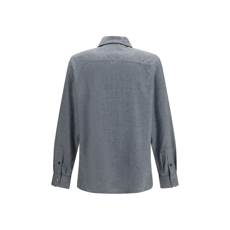 Brunello Cucinelli Gray Wool Oves Aries Shirt