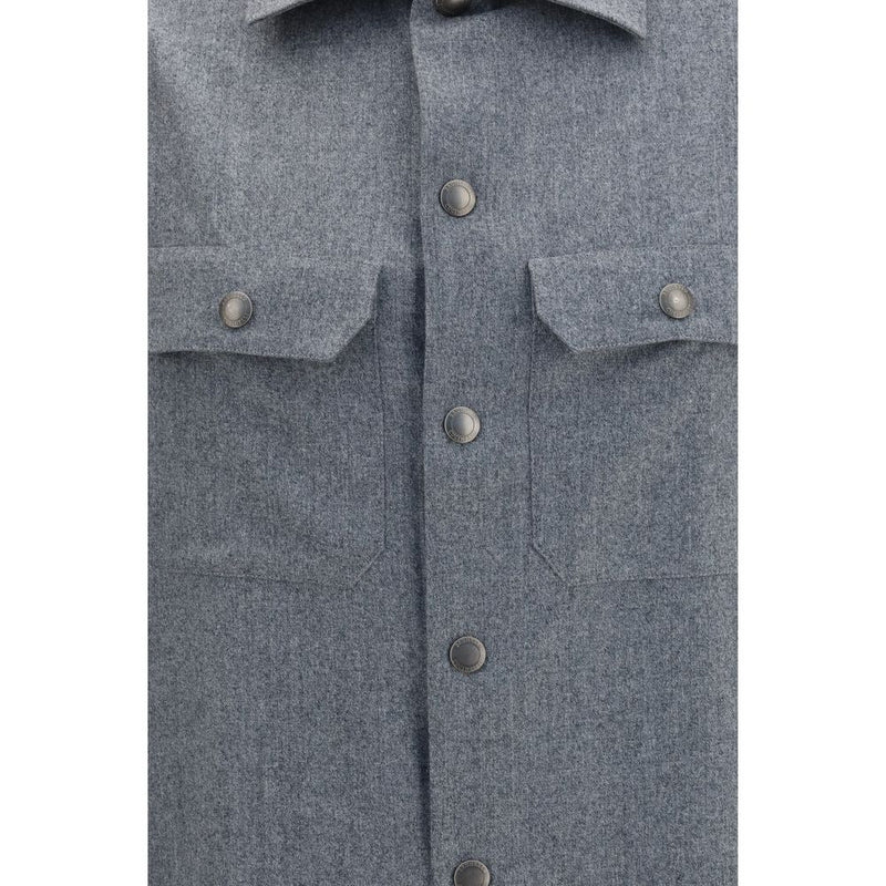Brunello Cucinelli Gray Wool Oves Aries Shirt