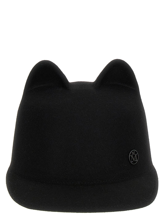 Maison Michel Black Rabbit Fur Cap (Baseball Hat)