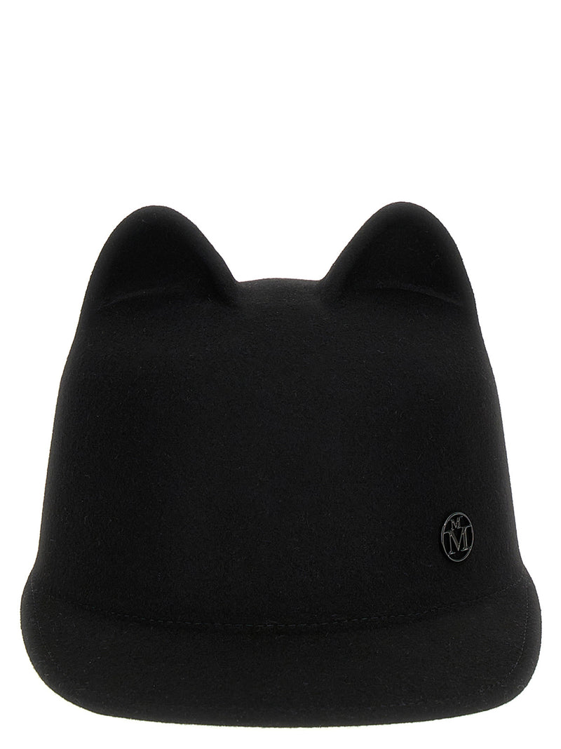 Maison Michel Black Rabbit Fur Cap (Baseball Hat)