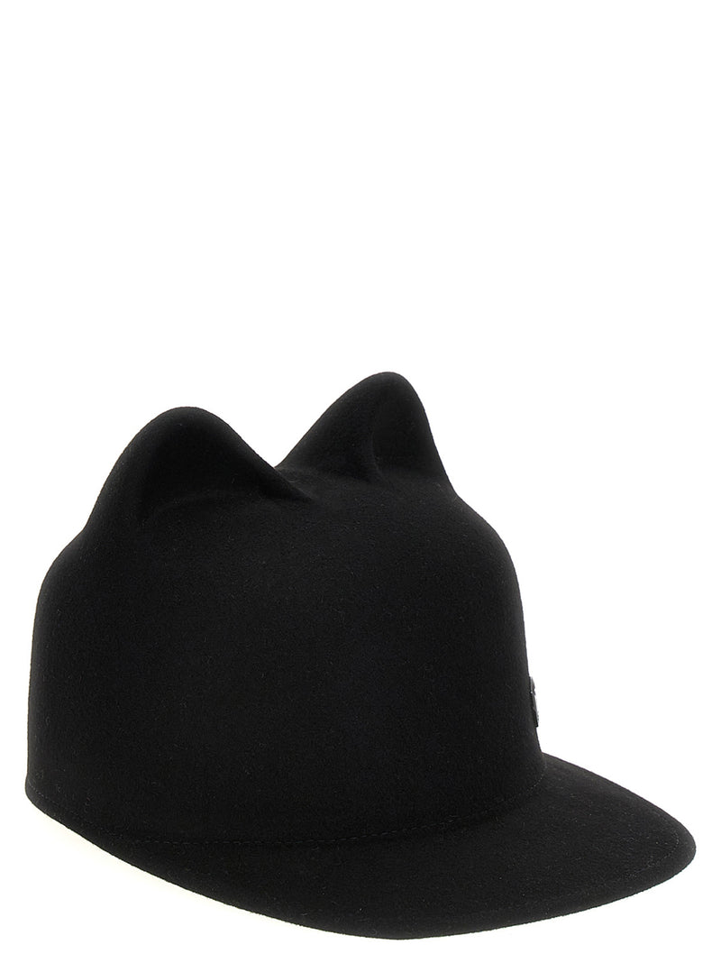 Maison Michel Black Rabbit Fur Cap (Baseball Hat)