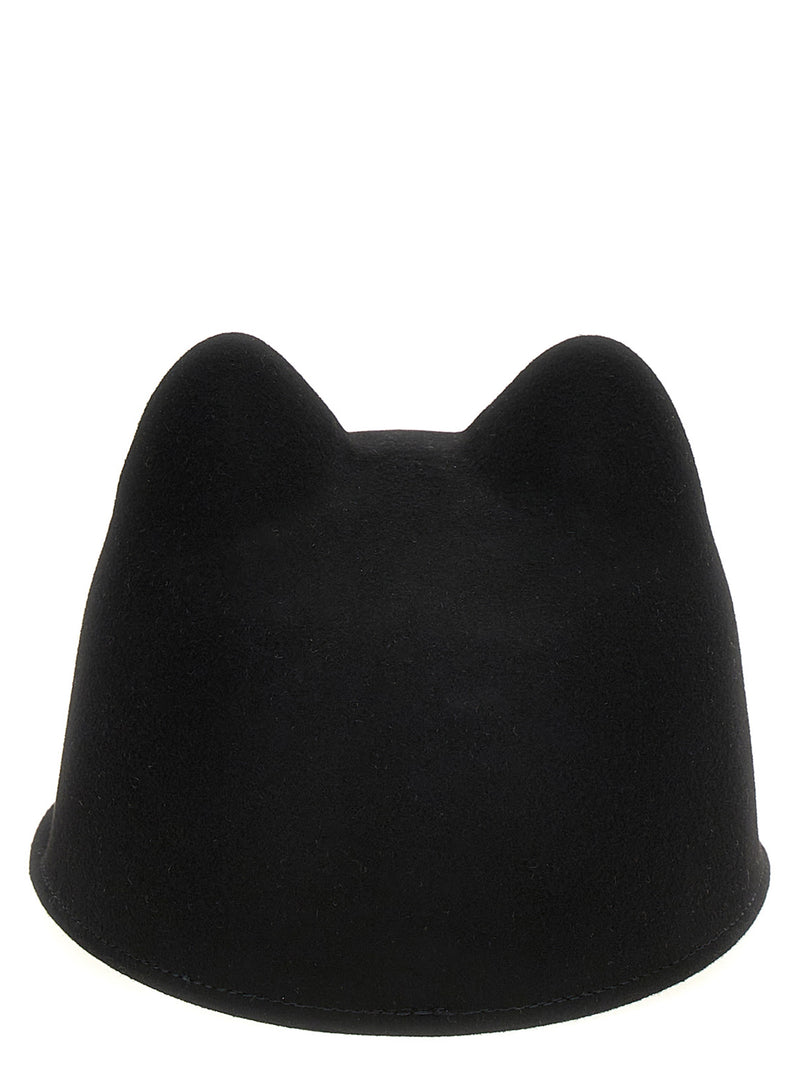 Maison Michel Black Rabbit Fur Cap (Baseball Hat)