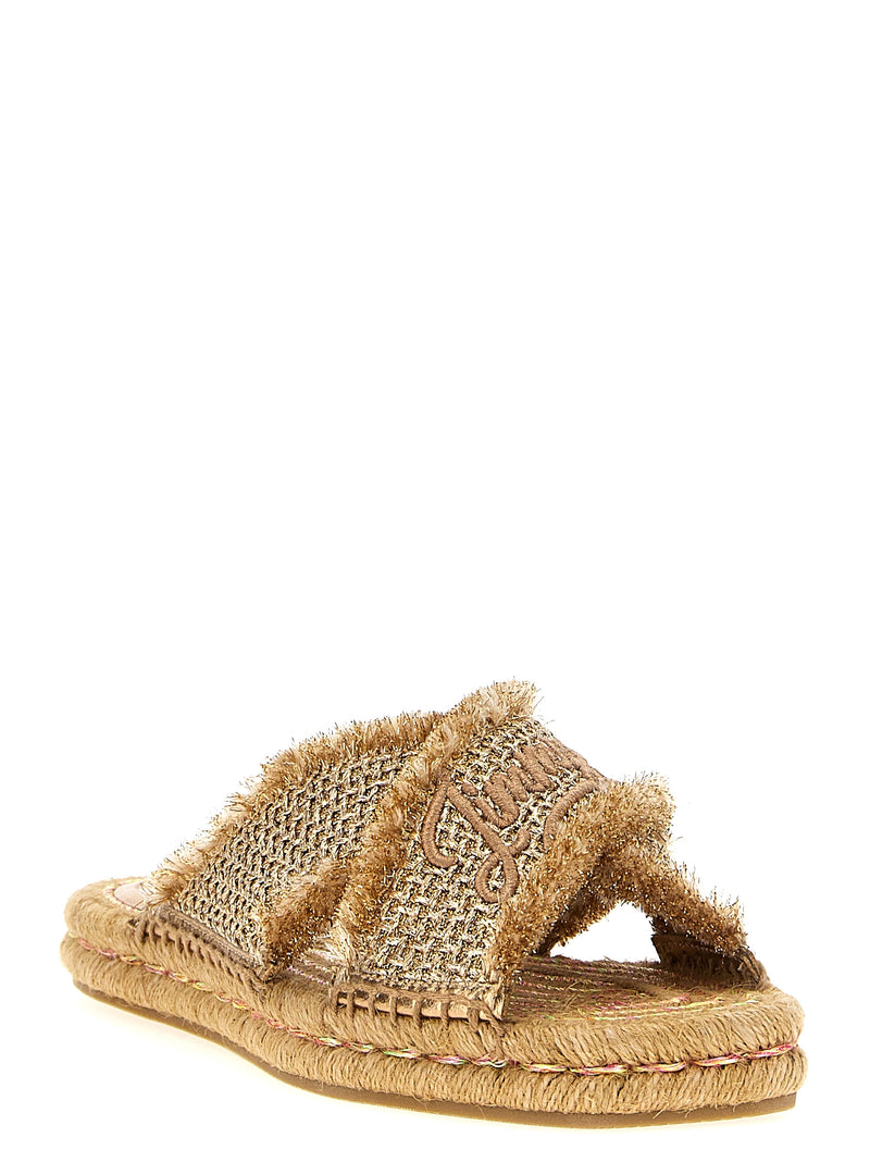 Jimmy Choo Gold Textile Slides