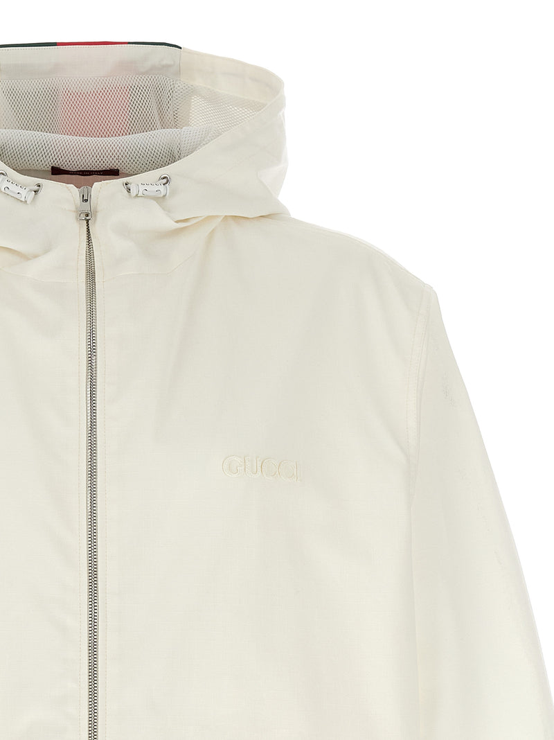 Gucci White Cotton Shell Jacket - Stylish & Functional