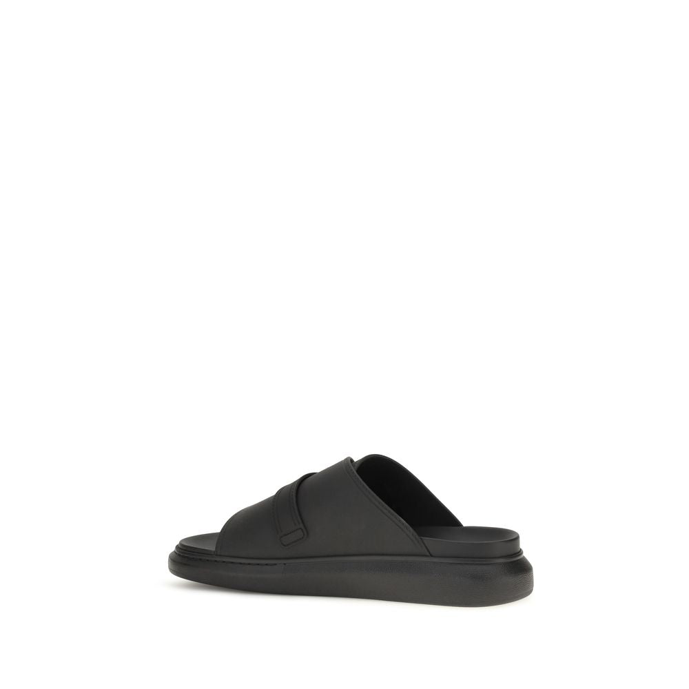 Alexander McQueen Black Calf Leather Bos Taurus Platform Sandals