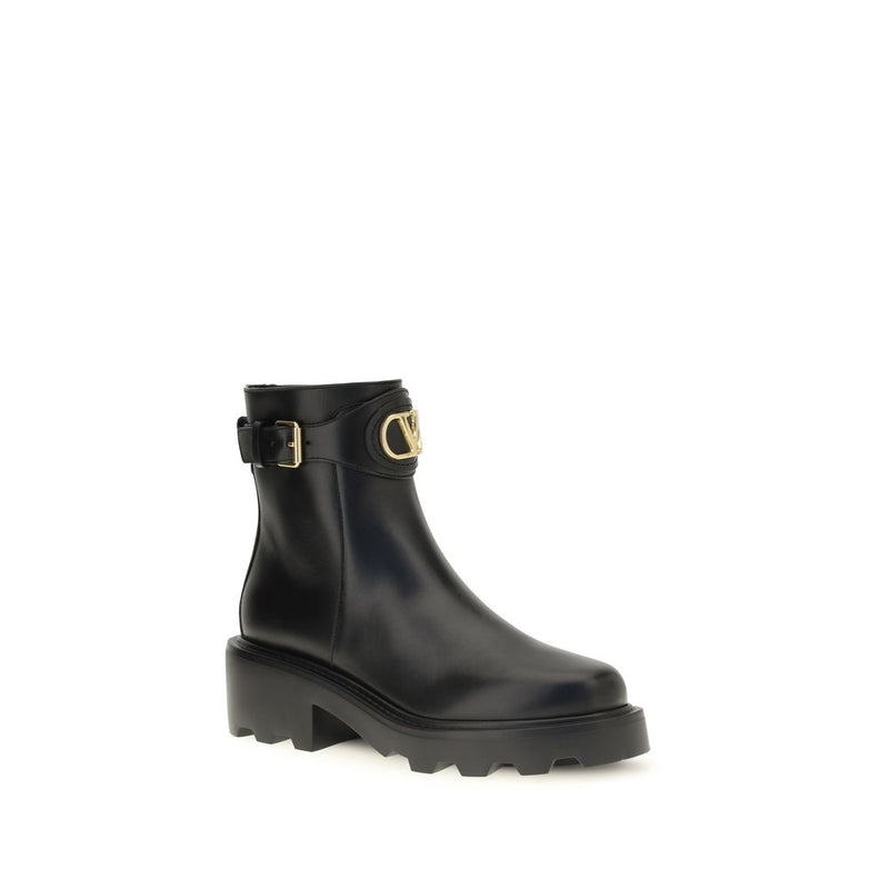 Bottines Valentino Garavani Bos Taurus en cuir de veau noir