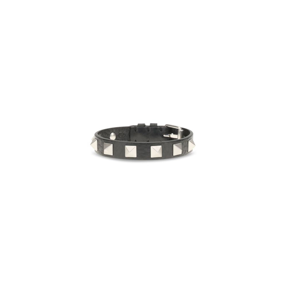 Bracelet Valentino Garavani Bos Taurus en cuir de veau noir