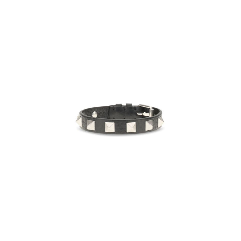 Bracelet Valentino Garavani Bos Taurus en cuir de veau noir