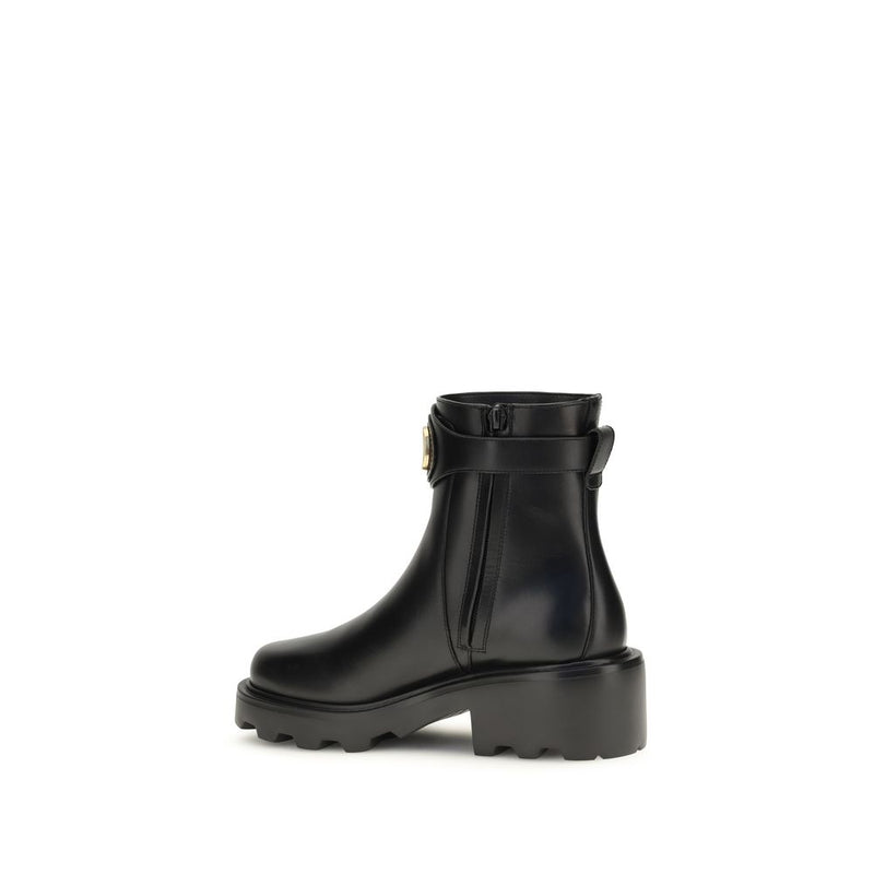 Bottines Valentino Garavani Bos Taurus en cuir de veau noir