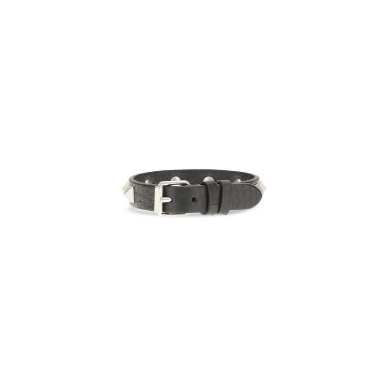 Bracelet Valentino Garavani Bos Taurus en cuir de veau noir
