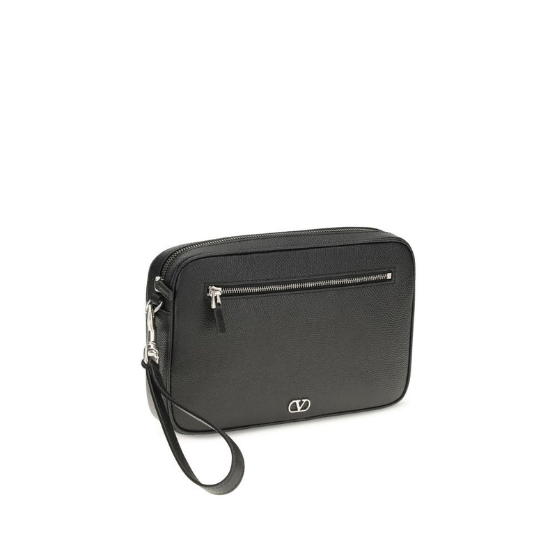 Sac à main Valentino Garavani en cuir de veau noir Bos Taurus