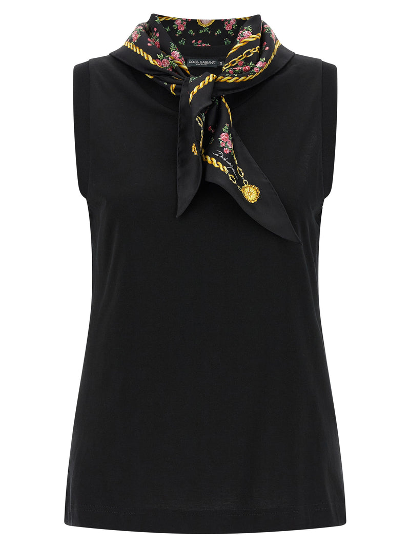 T-shirt sans manches en coton noir Dolce & Gabbana
