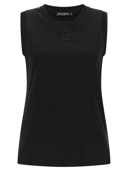 T-shirt sans manches en coton noir Dolce & Gabbana