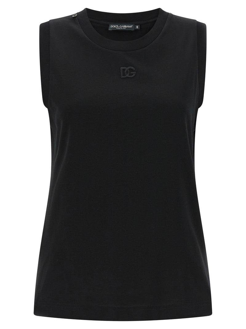 T-shirt sans manches en coton noir Dolce & Gabbana