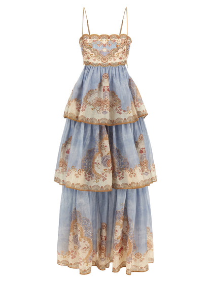 Zimmermann Blue Cotton Long Dress